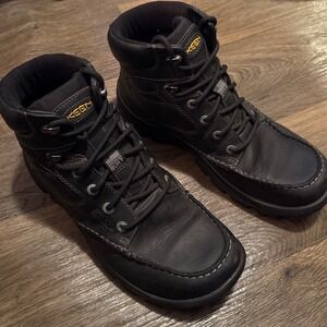 Keen NoPo American Built Black Leather Waterproof Moc Toe Work Boots Men's 10.5